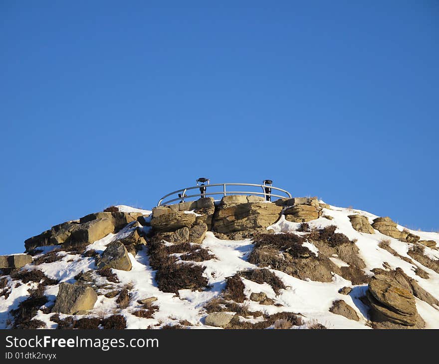 Lookout viewpoint for tourists with binoculars