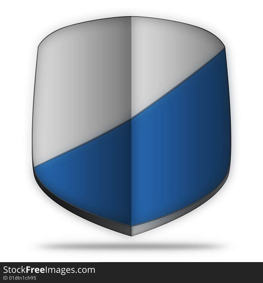 White and blue custom shield icon.