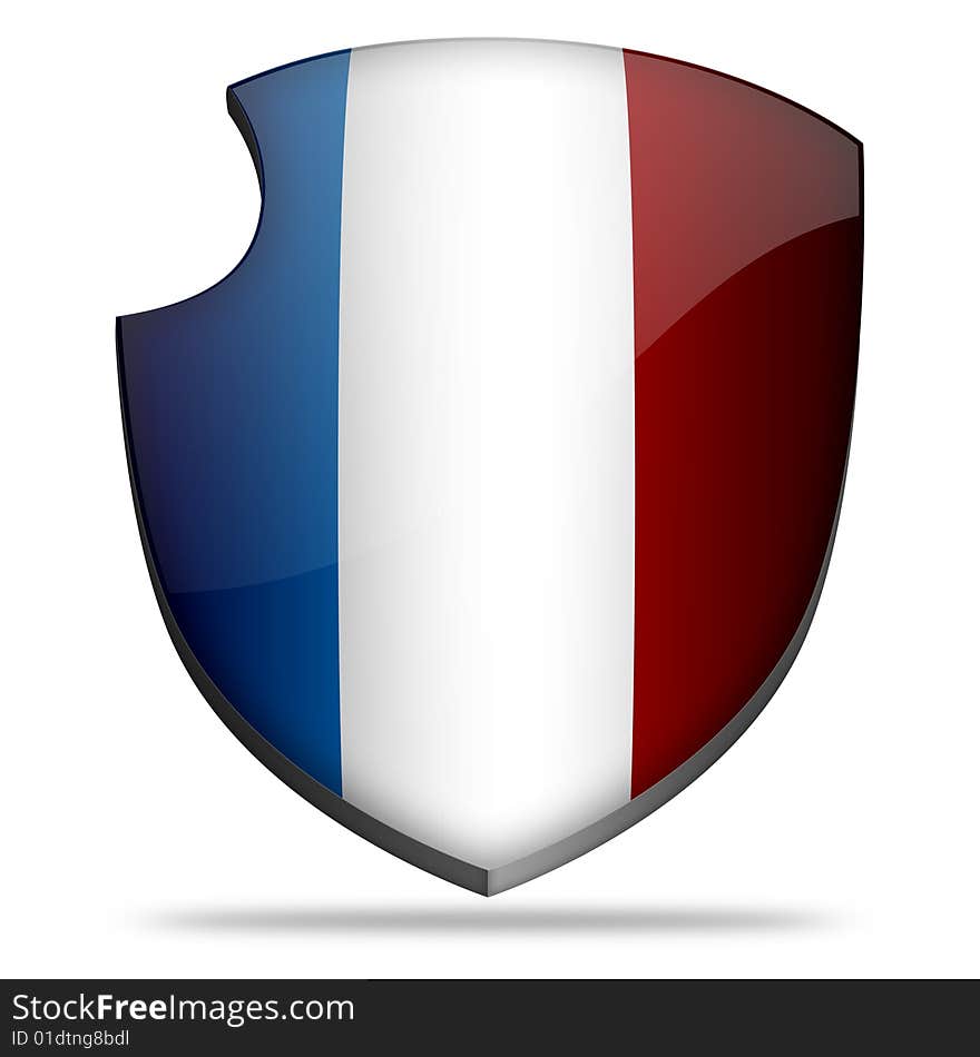 Flag of France on shield. Flag of France on shield