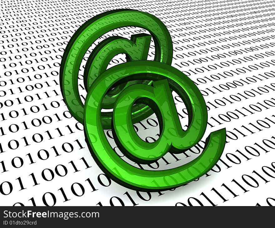 E-mail symbol on a white background with digit. E-mail symbol on a white background with digit