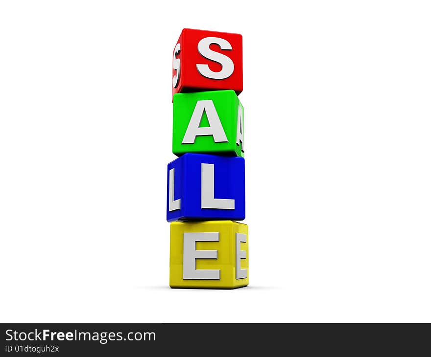 3d illustration of text sale built from cubes