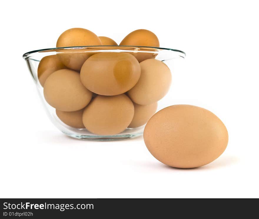 Eggs on white background