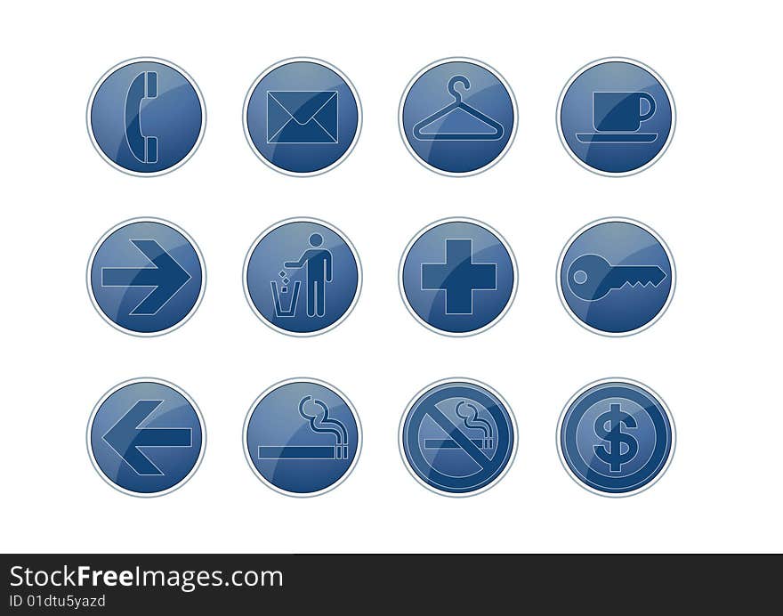 12 Blue Glossy Web Icon