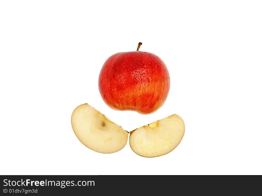 The red fresh apple isolated on a white background. The red fresh apple isolated on a white background.