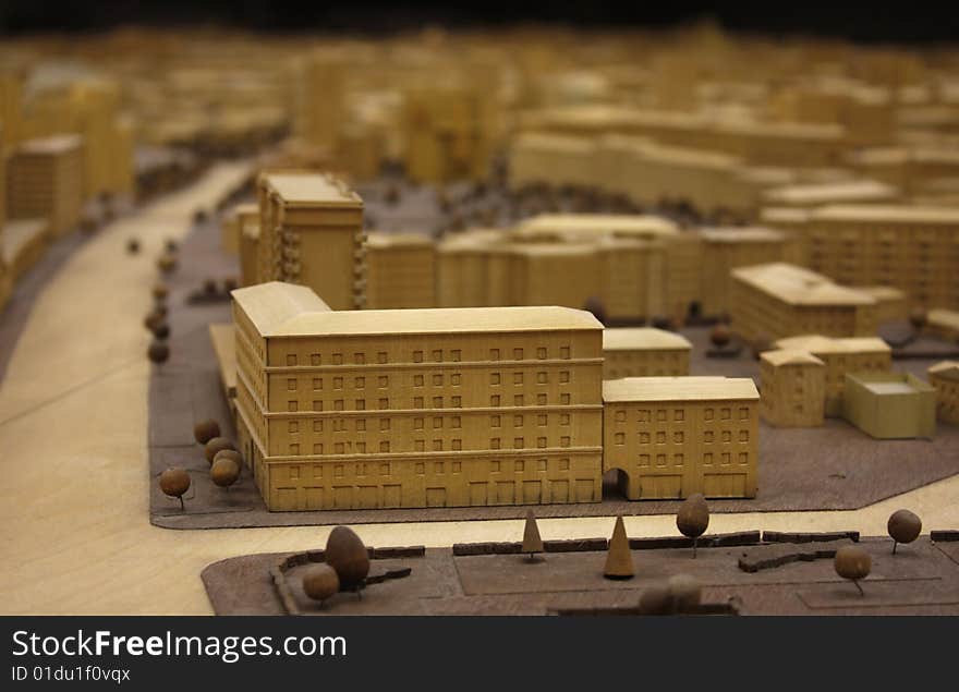 City model from wood and veneer