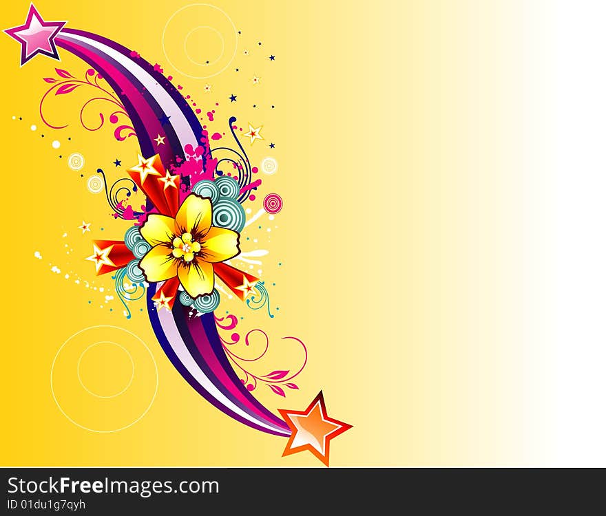 Vector fantasy background and flowers illustration composition. Vector fantasy background and flowers illustration composition