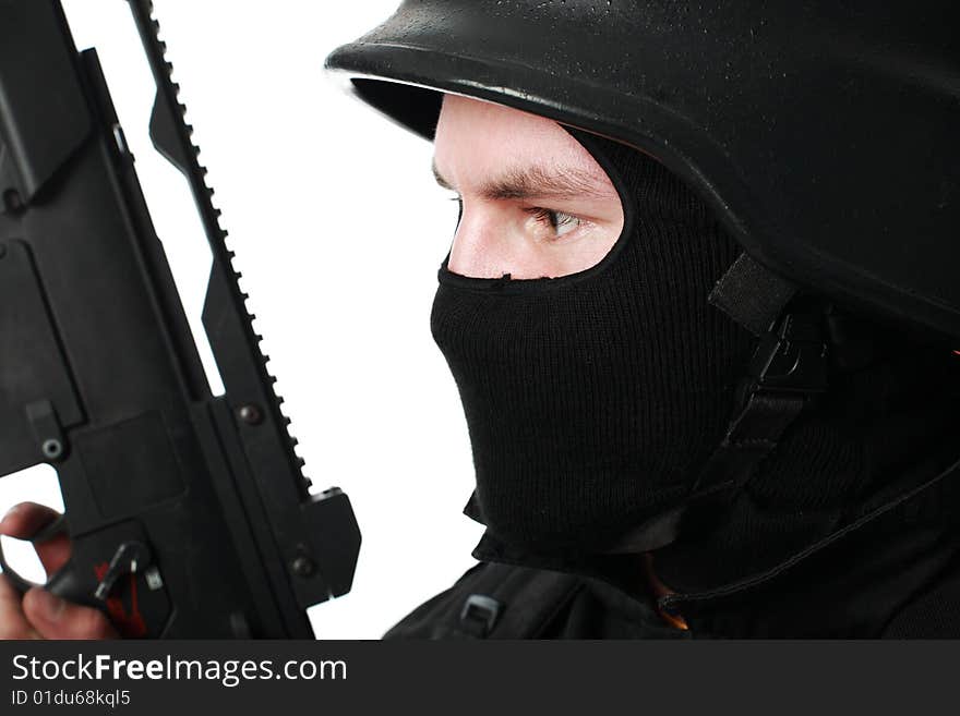 Shot of a soldier holding gun. Shot of a soldier holding gun.