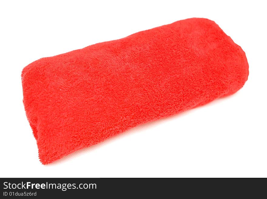 Red towel on a white background. Red towel on a white background