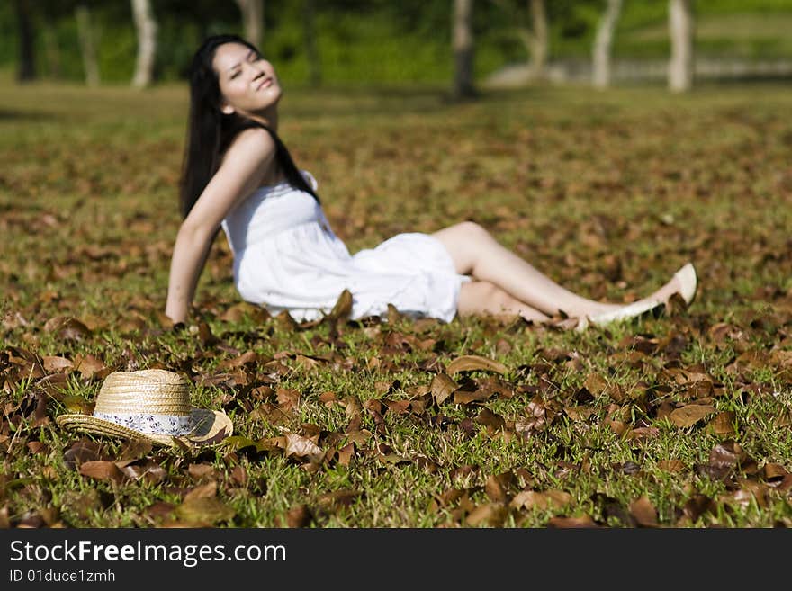 Beautiful asian girl in the park