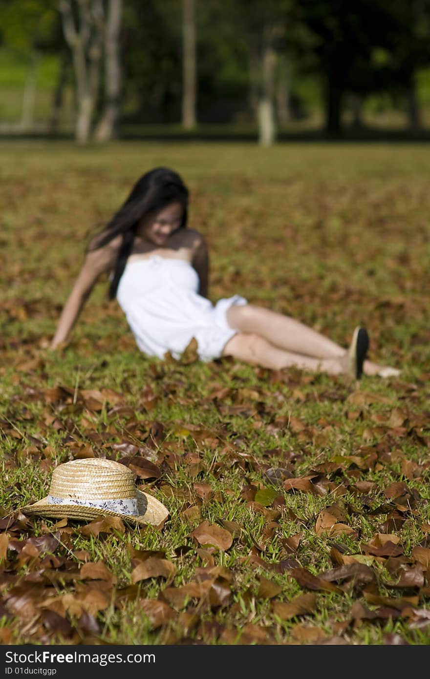 Beautiful Asian Girl In The Park