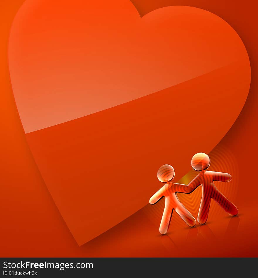 Happy Valentine s Day Illustrated Heart and Couple