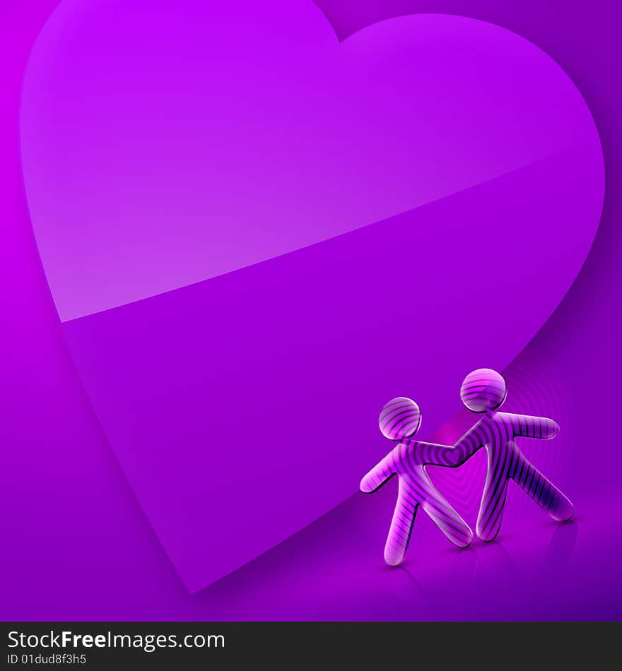 Happy Valentine s Day Illustrated Heart and Couple