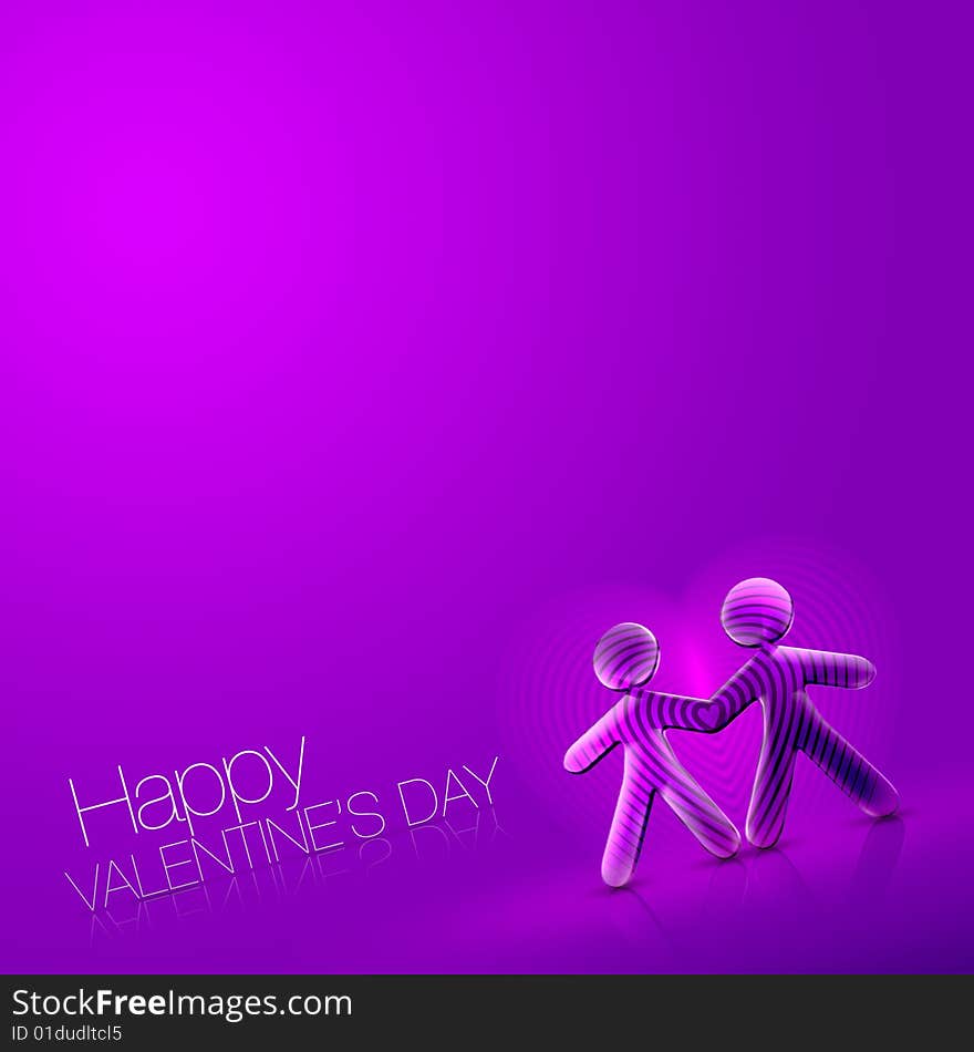 3d couple Illustration of Happy Valentine's Day over a pink and violet background. 3d couple Illustration of Happy Valentine's Day over a pink and violet background.