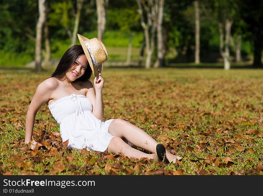 Beautiful asian girl in the park