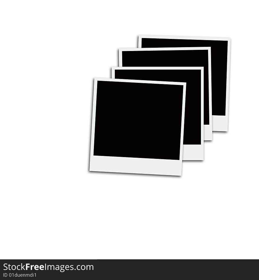 Several instant film frames on an isolated white background