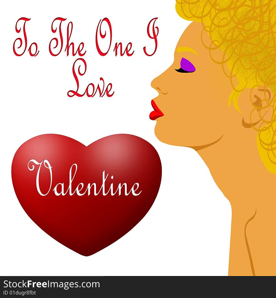 Valentine Background or card with Lady and heart