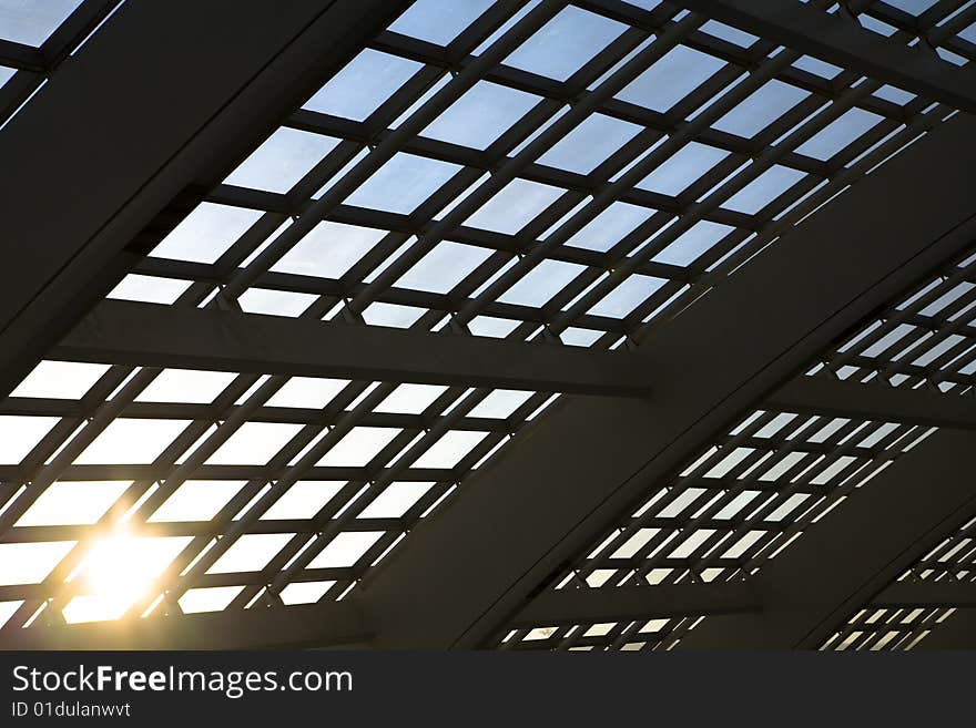 A complex modern roof,modern architecture glass dome in beijing