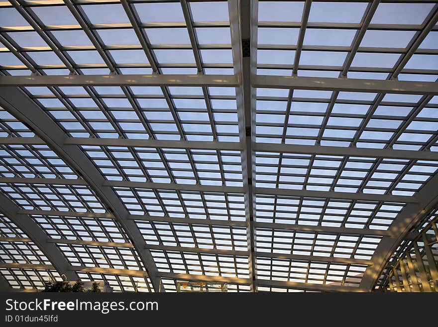 A complex modern roof,modern architecture glass dome in beijing