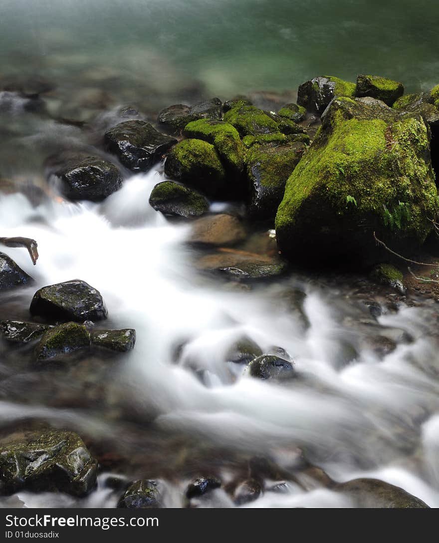 Silky smooth jungle stream in an idyllic dream like environment