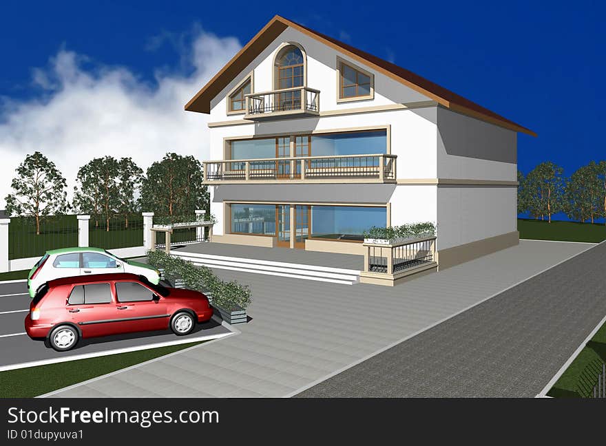 3D render of modern house