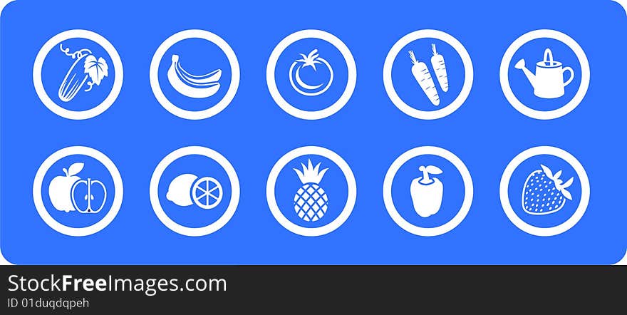 Fruit And Vegetables  Icons Set