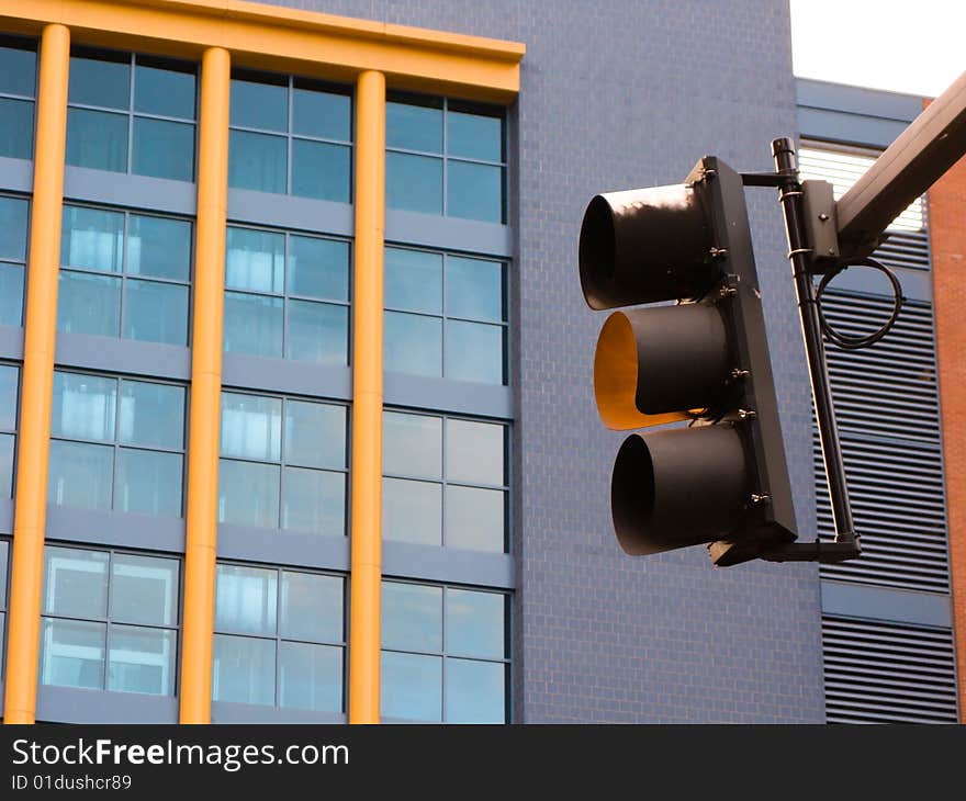 Yellow Caution Traffic Signal Light