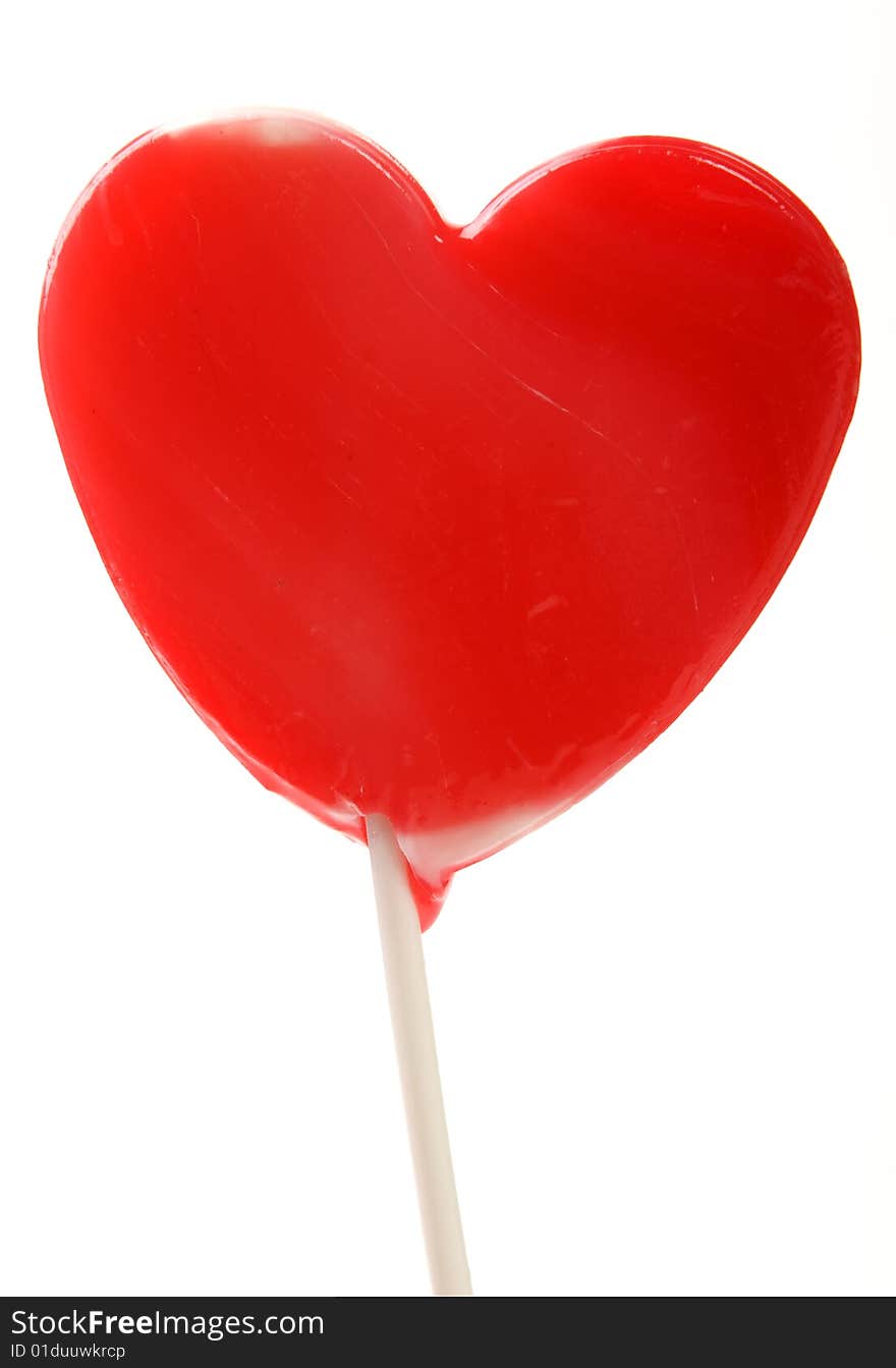 Valentine lollypop isolated on white