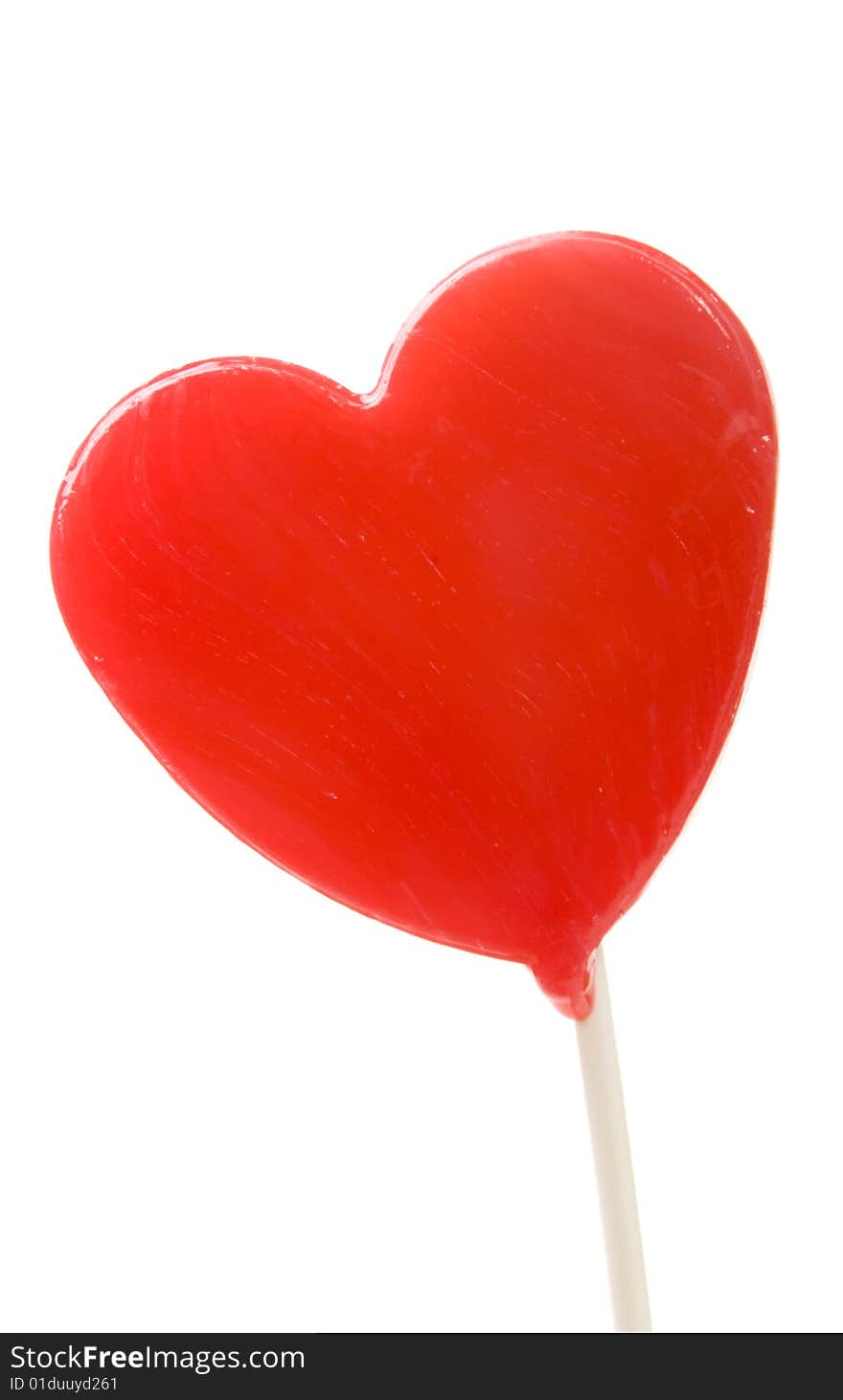 Valentine lollypop isolated on white