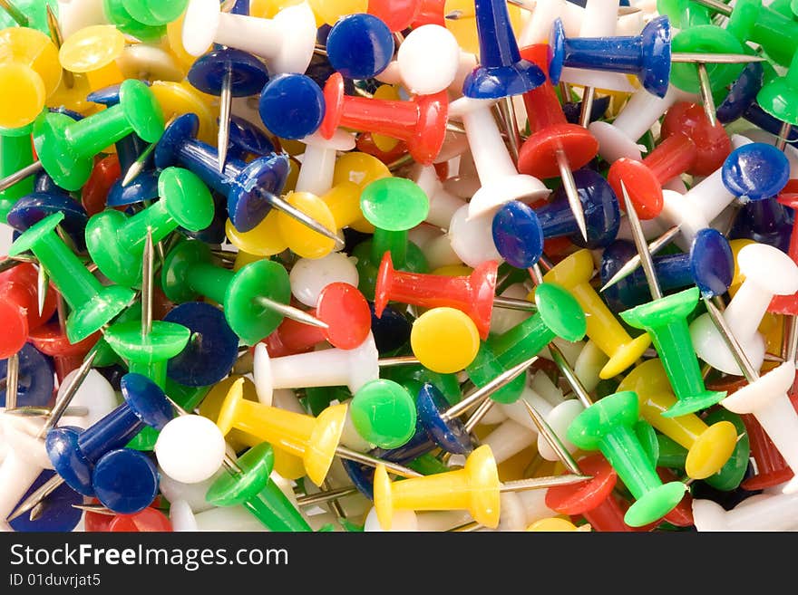 Multicolored push pins.