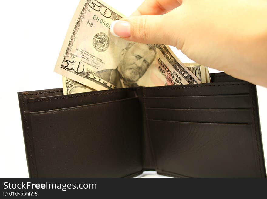 Wallet with dollars