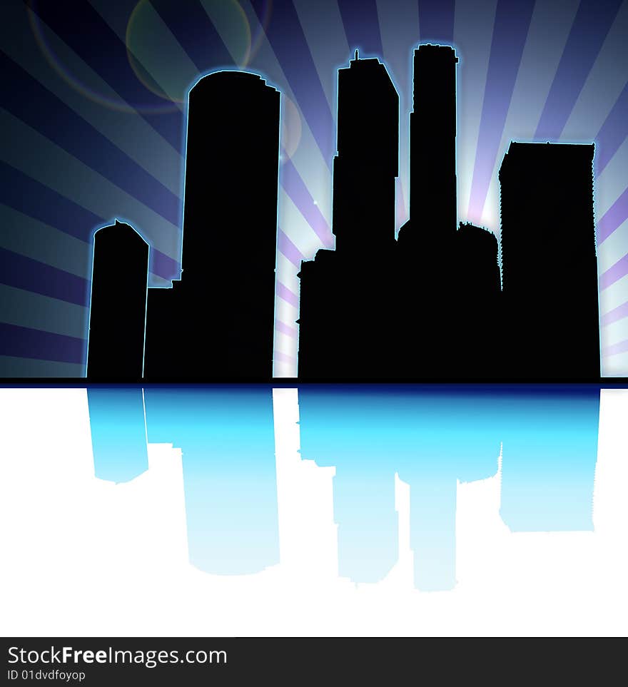 Moscow city business center skyline silhouette