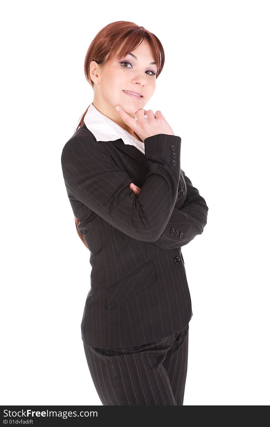 Pretty businesswoman isolated over white background. Pretty businesswoman isolated over white background