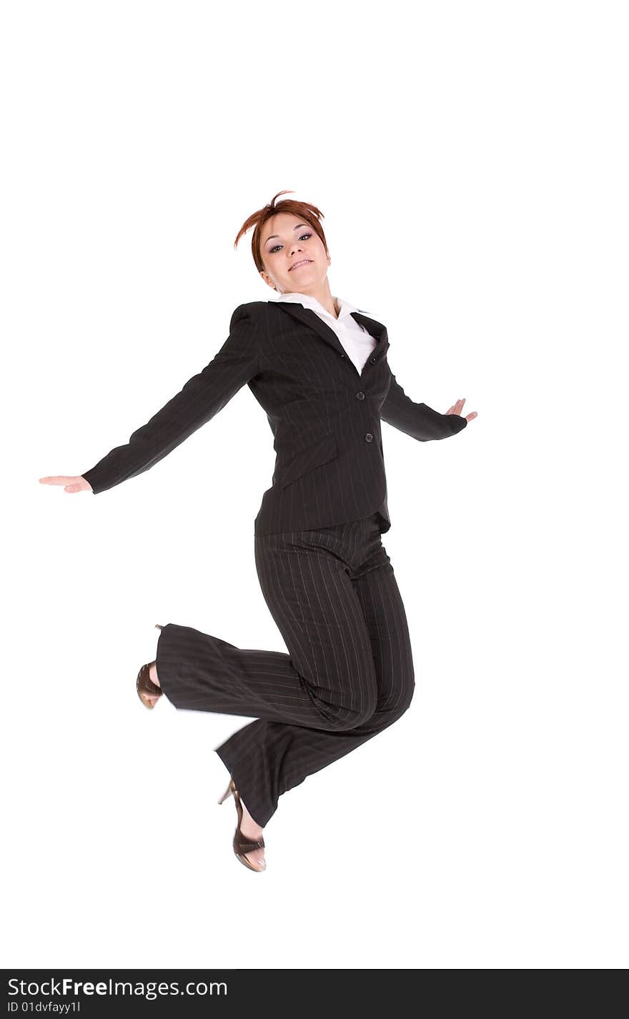 Pretty businesswoman isolated over white background. Pretty businesswoman isolated over white background