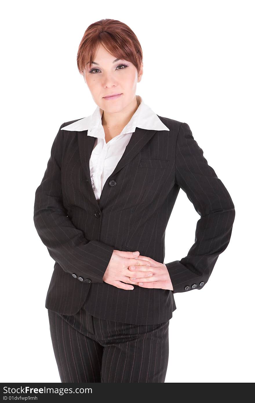 Pretty businesswoman isolated over white background. Pretty businesswoman isolated over white background