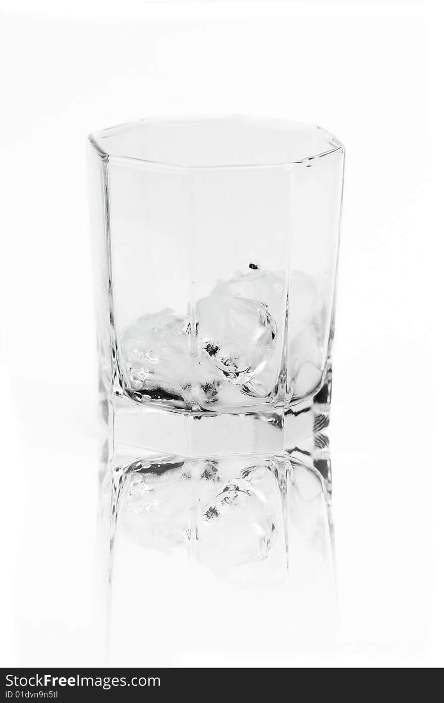 Isolated Glass Ice With Reflection