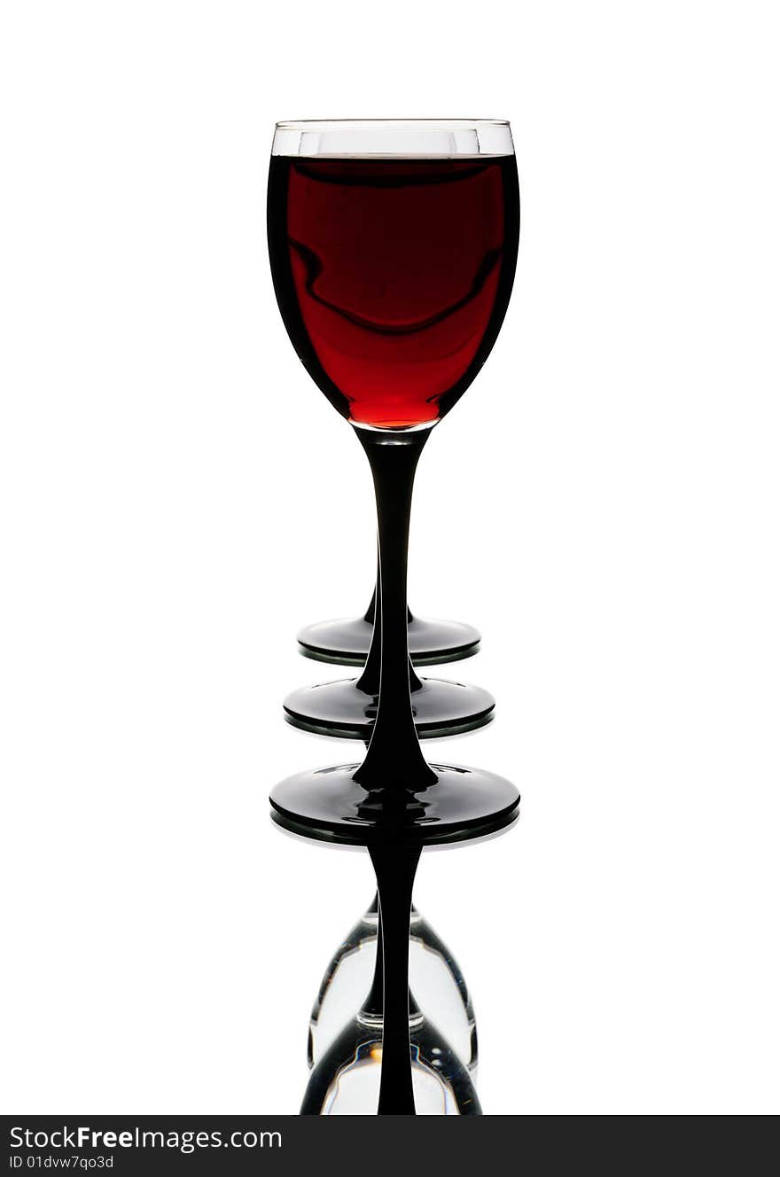 Glass of red wine isolated on white