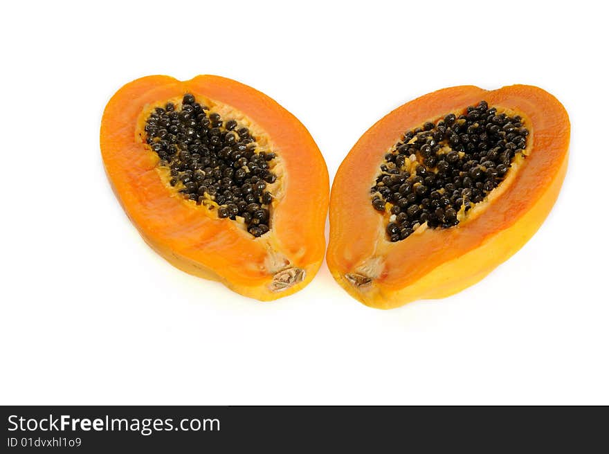 Papaya fruit isolated on white background