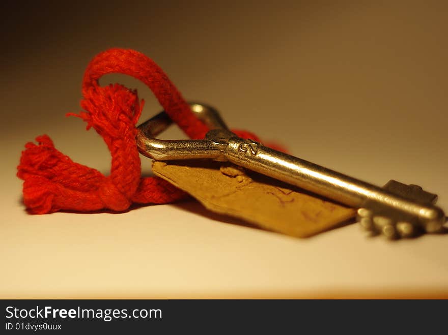 Old silver key from a door. Old silver key from a door