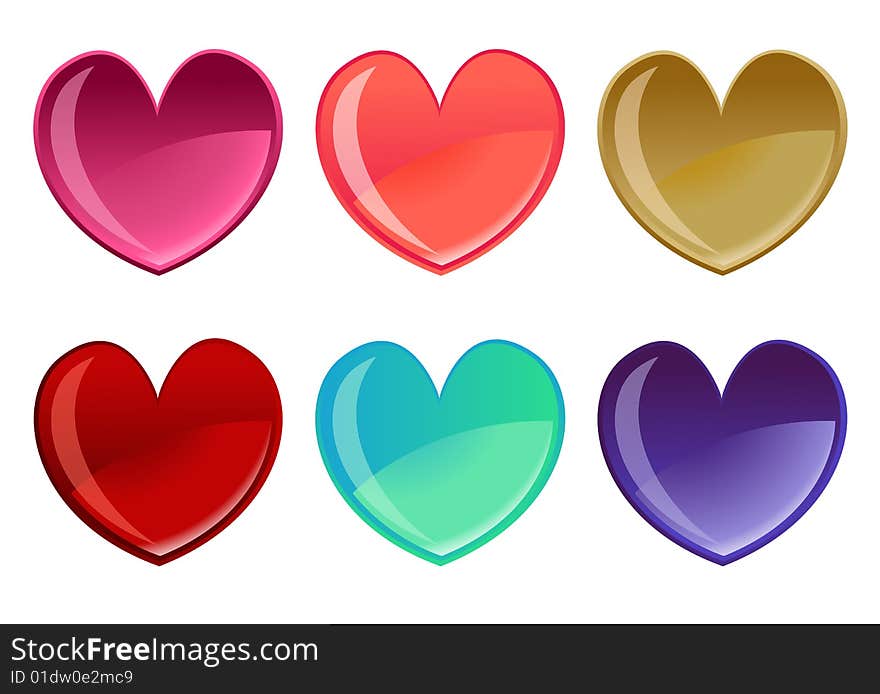 Vector illustration of beautifull hearts icon set. Ideal for Valetine Cards decoration.