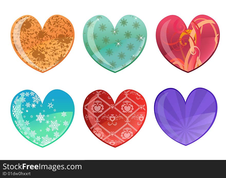 Vector illustration of beautifull hearts icon set. Ideal for Valentine Cards decoration.