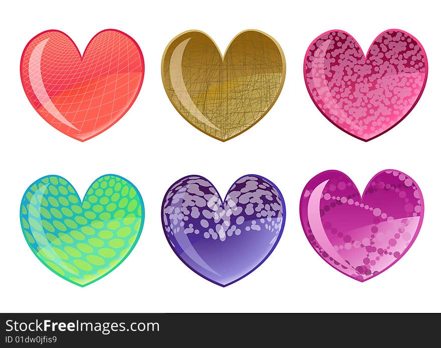 Vector illustration of beautifull hearts icon set. Ideal for Valetine Cards decoration.