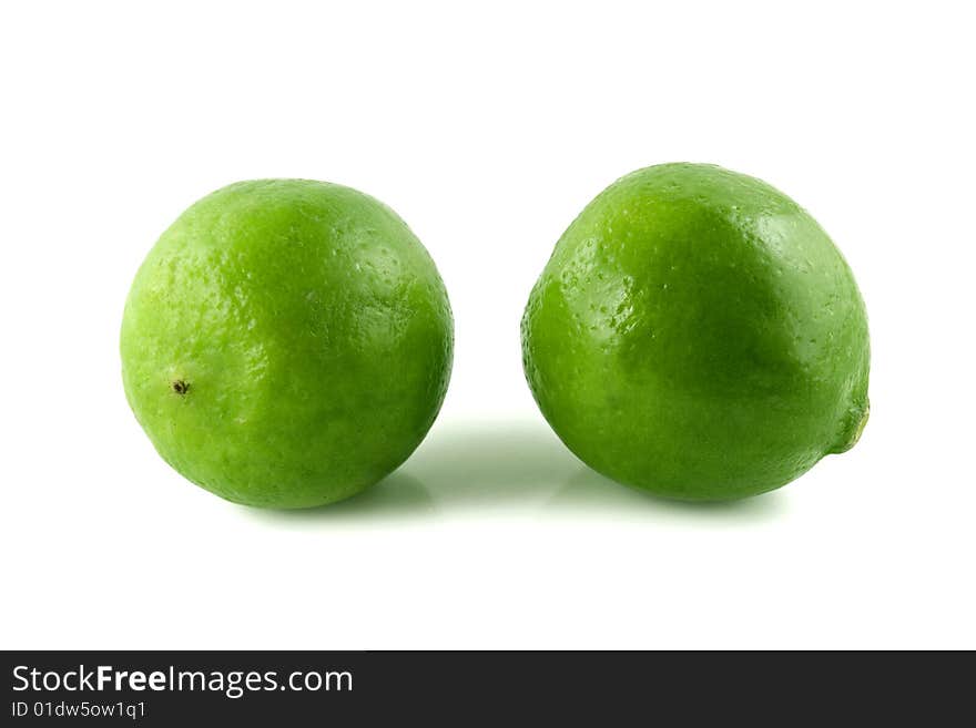 Green lemon on white background. Green lemon on white background