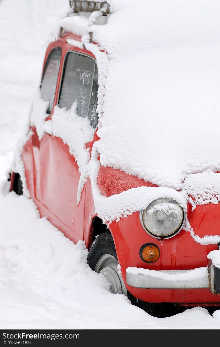 White winter on the parking. White winter on the parking