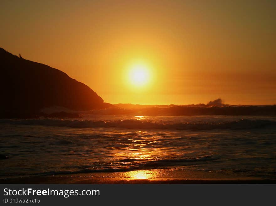 An Oregon sunset, off the coast in Lincoln City