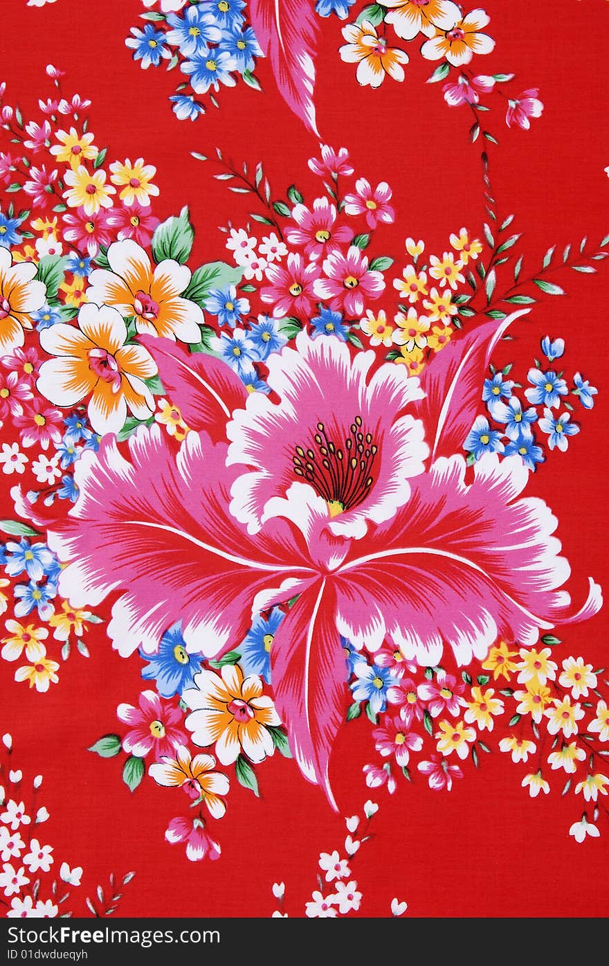 Red Floral vintage Chinese silk. Red Floral vintage Chinese silk