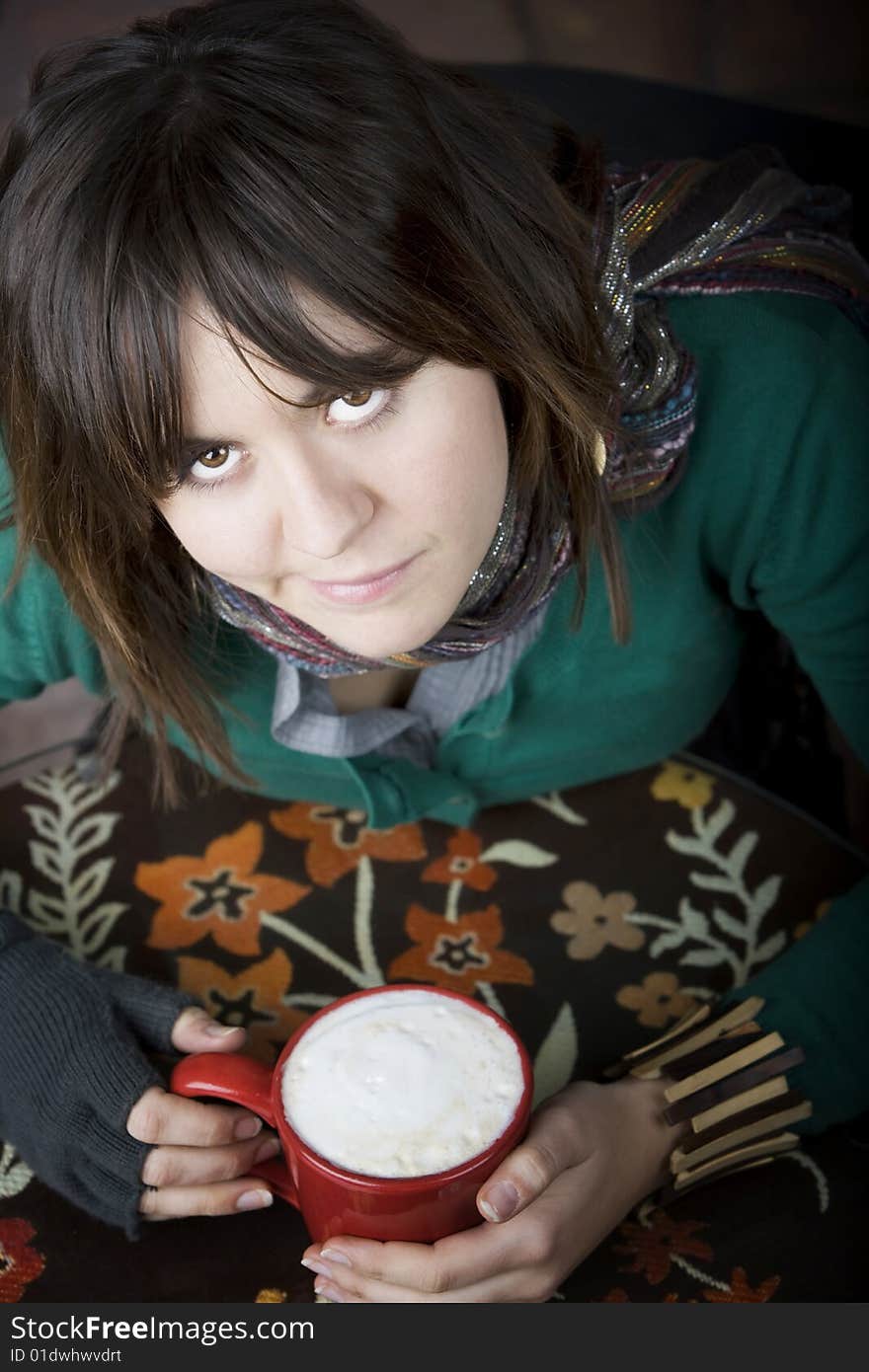 Pretty Young Woman with Coffee