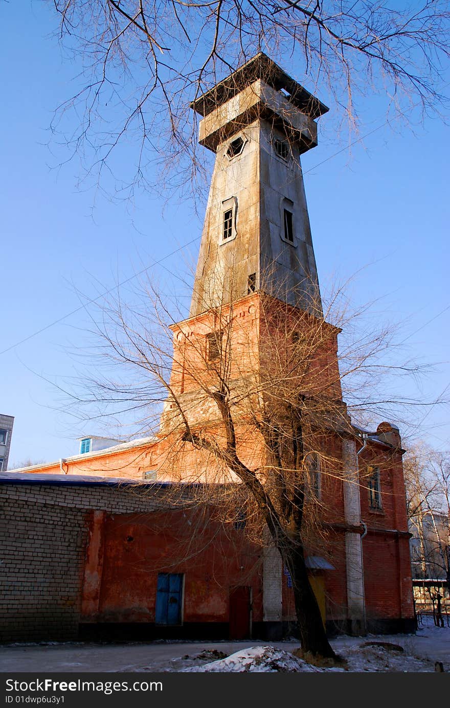 Old fire tower in Russia