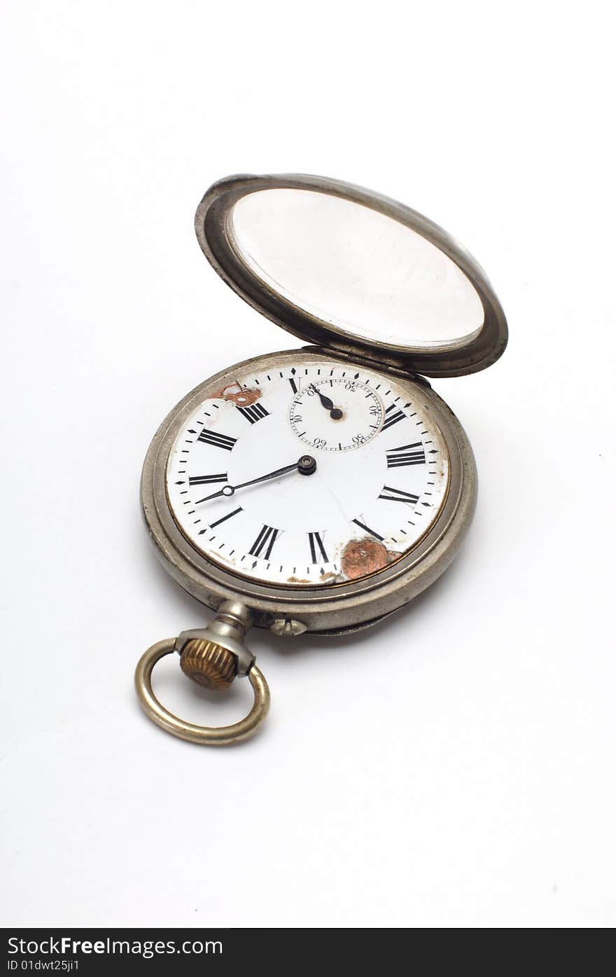 Old broken watch isolated at white. Old broken watch isolated at white