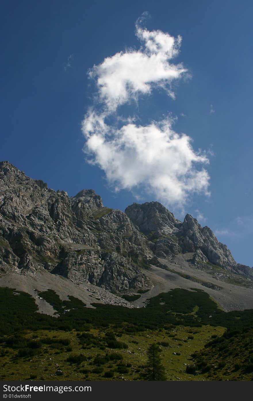 Clouds under mountains