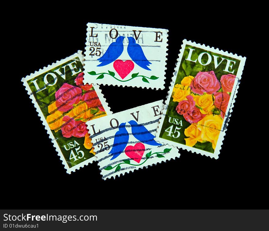 Valentine's Day love postage stamps. Valentine's Day love postage stamps